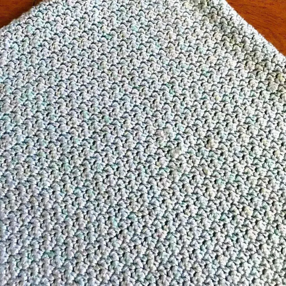 Hand Crocheted Blue Baby Crib Blanket